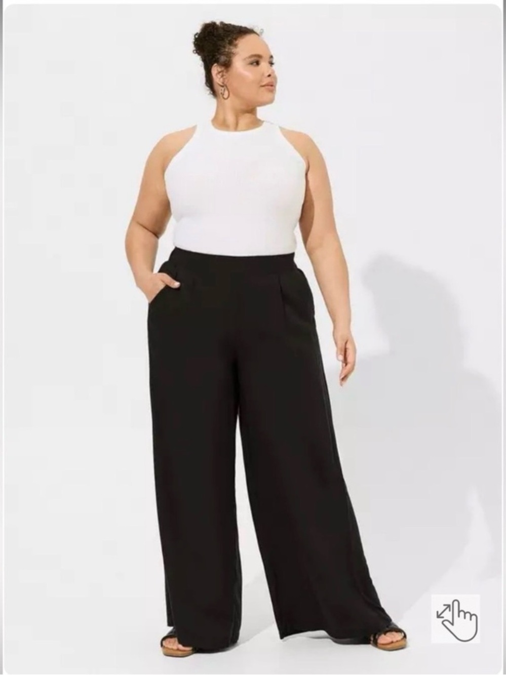 Torrid Pull On Challis Wide Leg High Rise Pants Black Size 4 (4X) NWT